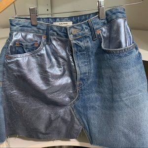 GRLFRND jean/leather mini skirt
